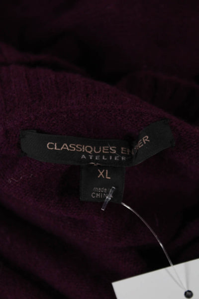 Classiques Entier Womens Pullover Cashmere Cowl Neck 3/4 Sleeve Purple Size XL