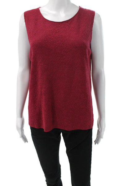 Eileen Fisher Womens Basic Wool Tank Red Sleeveless Round Neck Size L