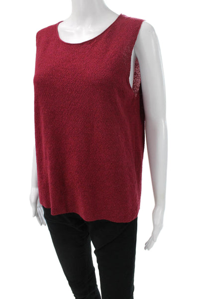 Eileen Fisher Womens Basic Wool Tank Red Sleeveless Round Neck Size L