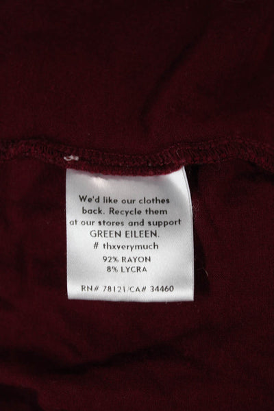 Eileen Fisher Womens Red Boat Neck Basic T-Shirt 3/4 Sleeve Rayon Size M