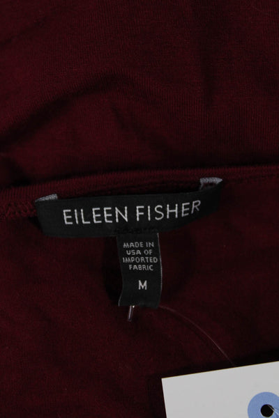 Eileen Fisher Womens Red Boat Neck Basic T-Shirt 3/4 Sleeve Rayon Size M