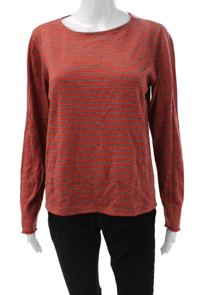 Eileen Fisher Womens Basic Merino Wool Striped Crew Long Sleeve T-Shirt Size M