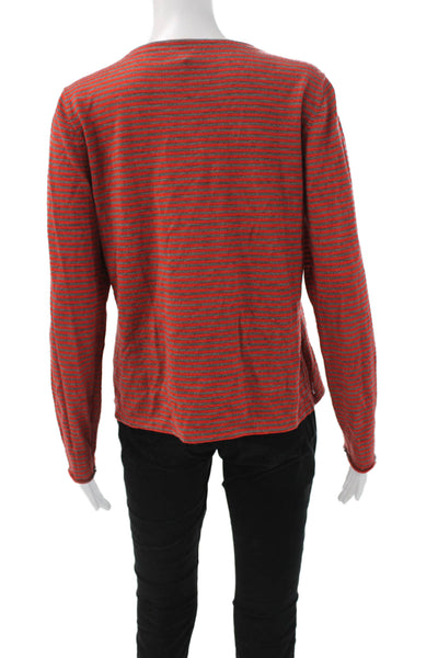 Eileen Fisher Womens Basic Merino Wool Striped Crew Long Sleeve T-Shirt Size M