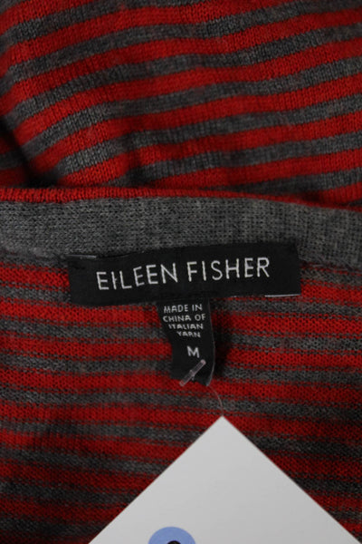 Eileen Fisher Womens Basic Merino Wool Striped Crew Long Sleeve T-Shirt Size M