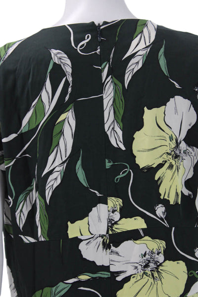 Classiques Entier Women Silk Floral V Neck Short Sleeve Wrap Dress Zip Size 16