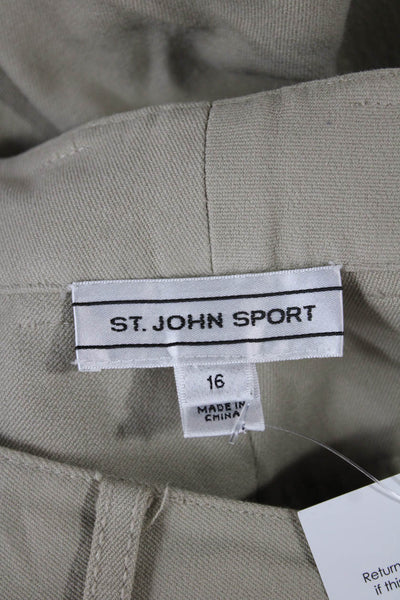 St. John Sport Womens Beige Khakis Cotton Button Size 16