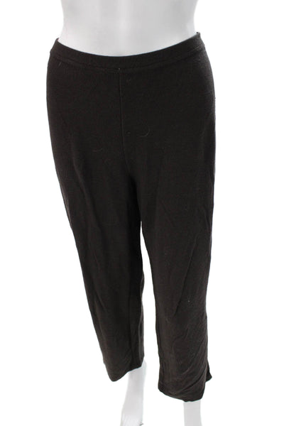 Eileen Fisher Womens Ankle Pants Black Viscose Pull On Size L Petite