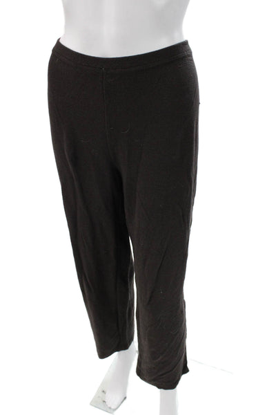 Eileen Fisher Womens Ankle Pants Black Viscose Pull On Size L Petite