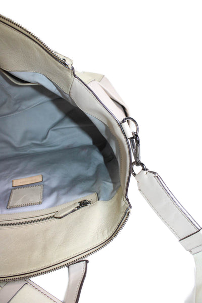 Reed Krakoff Womens Leather Color Block Tote Handbag Beige