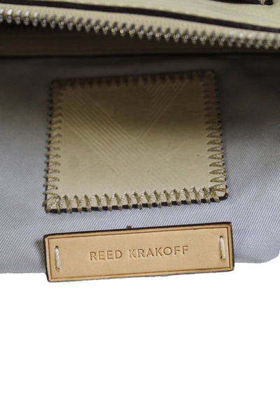 Reed Krakoff Womens Leather Color Block Tote Handbag Beige