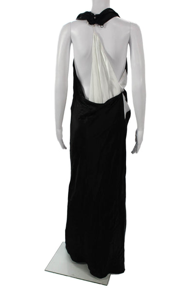 Nonchalant Label Womens Maxi Satin Halter Long Sleeveless Black Dress Size M