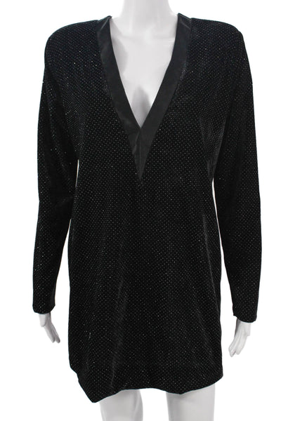 Nonchalant Label Womens Black V-Neck Long Sleeve Shift Dress Polyester Size S