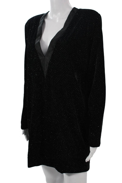 Nonchalant Label Womens Black V-Neck Long Sleeve Shift Dress Polyester Size S