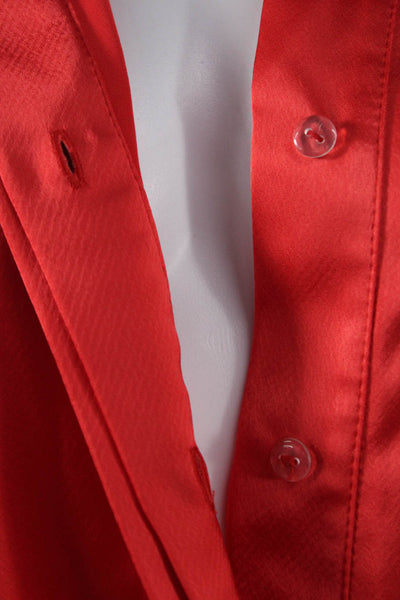 Nonchalant Label Women Red Collared Long Sleeve Shirt Dress Size S