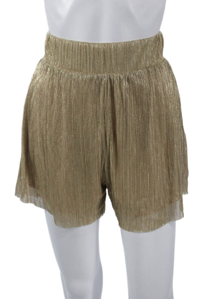 Nonchalant Label Womens Striped Gold Polyester Pull On Shorts Size S