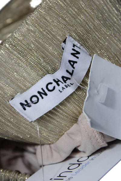 Nonchalant Label Womens Striped Gold Polyester Pull On Shorts Size S