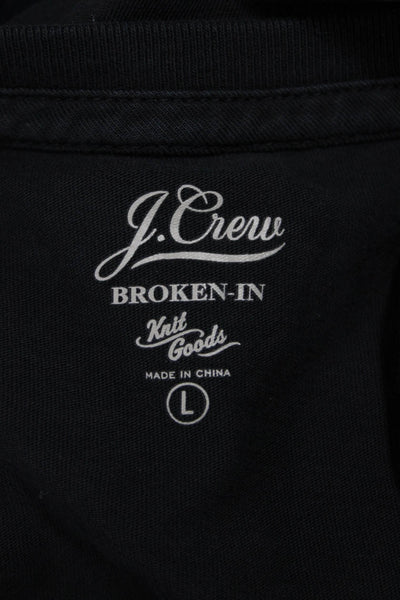 J Crew Mens Black Henley Long Sleeve Cotton Shirt Size L