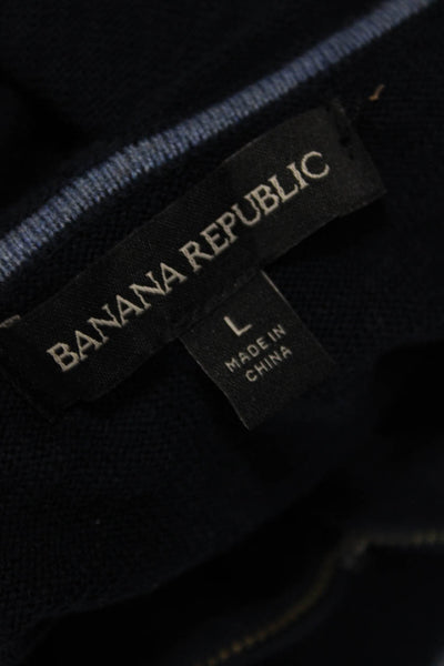 Banana Republic Mens Pullover Sweater High Neck Blue Cotton Size L