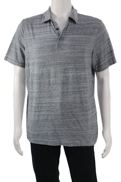 Banana Republic Mens Short Sleeve Collared Button-Up Polo Shirt Blue Size L