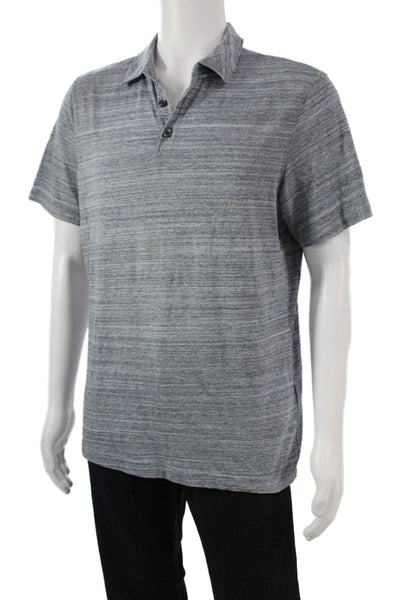 Banana Republic Mens Short Sleeve Collared Button-Up Polo Shirt Blue Size L