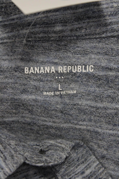 Banana Republic Mens Short Sleeve Collared Button-Up Polo Shirt Blue Size L