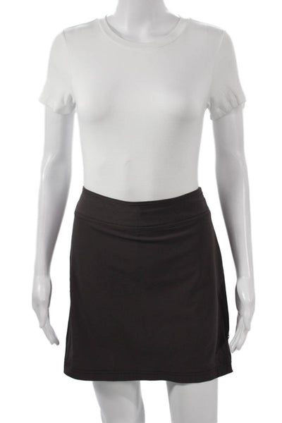 Athleta Women Athletic Mini Skort Brown Zip Nylon Size 6