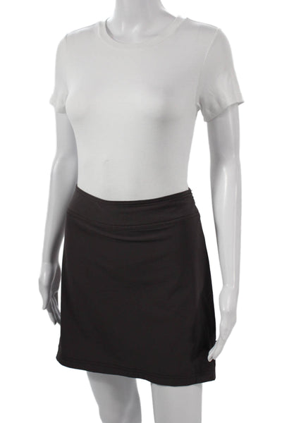 Athleta Women Athletic Mini Skort Brown Zip Nylon Size 6