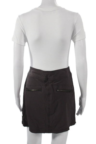 Athleta Women Athletic Mini Skort Brown Zip Nylon Size 6