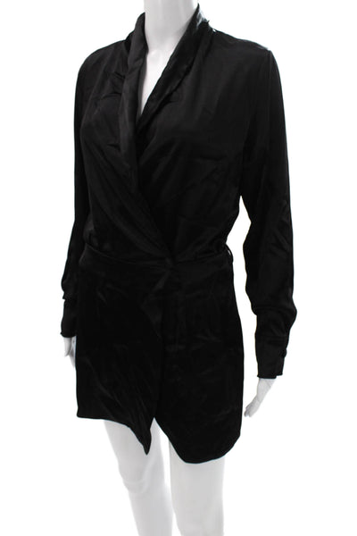 Nonchalant Label Womens Wrap Dress Black V-Neck Long Sleeve Size M