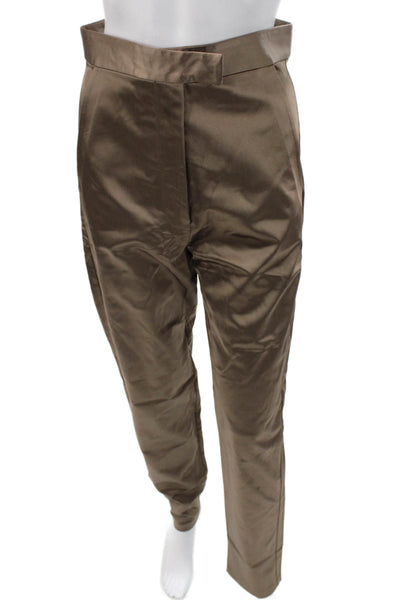 Nonchalant Label Womens Satin Brown Dress Pants Zip Inseam 32 Size S