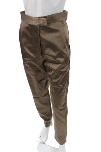 Nonchalant Label Womens Satin Brown Dress Pants Zip Inseam 32 Size S