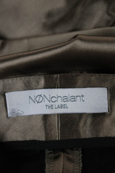 Nonchalant Label Womens Satin Brown Dress Pants Zip Inseam 32 Size S