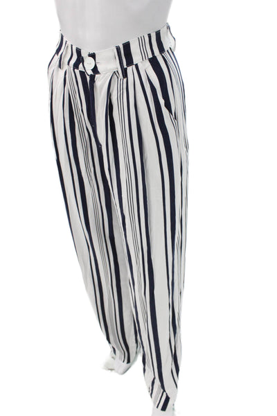 Intropia Women Dress Pants White Striped Polyester Button Size XS