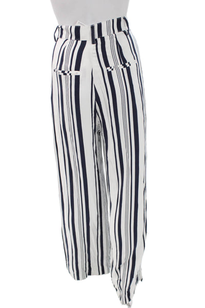 Intropia Women Dress Pants White Striped Polyester Button Size XS