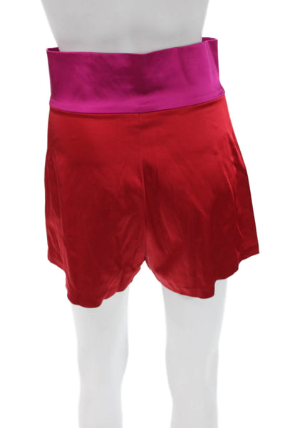 Nonchalant Label Womens Hot Pants Red Satin Colorblock Zip Size S