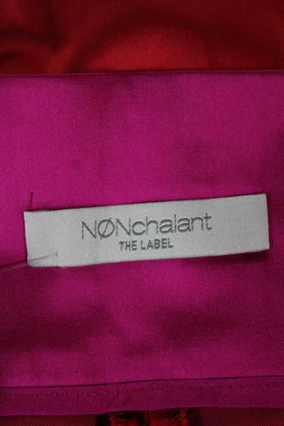 Nonchalant Label Womens Hot Pants Red Satin Colorblock Zip Size S