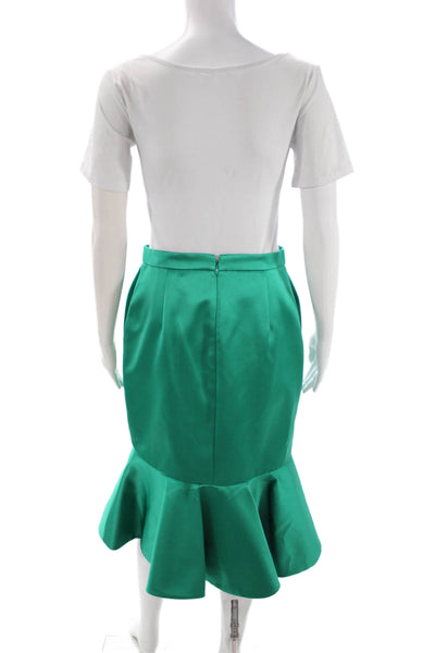 J Crew Womens Trumpet Skirt Green Long Polyester Zip Size 4