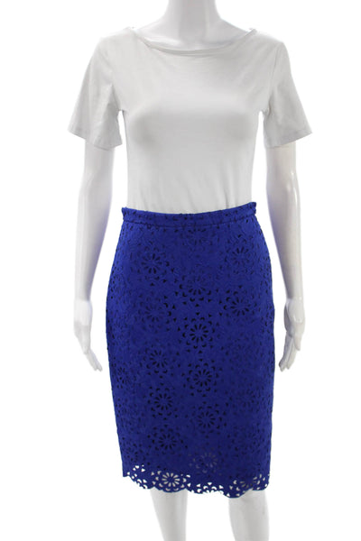 Banana Republic Womens Straight Pencil Skirt Blue Floral Polyester Zip Size 4