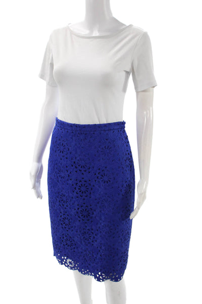 Banana Republic Womens Straight Pencil Skirt Blue Floral Polyester Zip Size 4