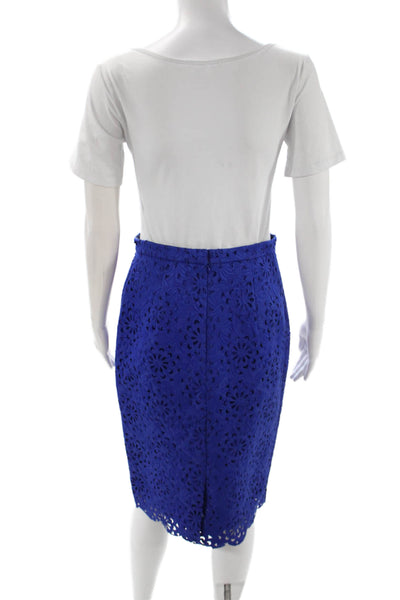 Banana Republic Womens Straight Pencil Skirt Blue Floral Polyester Zip Size 4