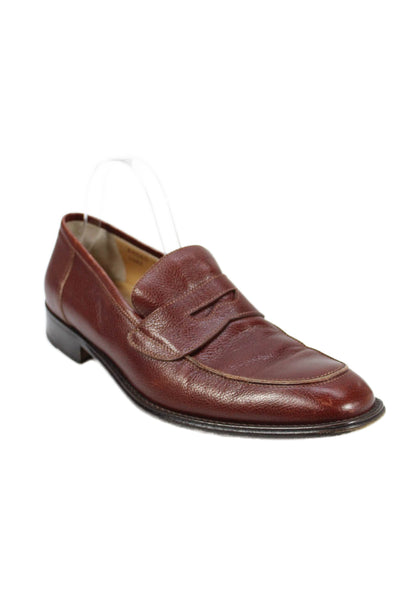 Bruno Magli Men's Leather Round Toe Slip-On Loafer Shoes Brown Size 10