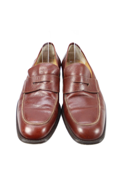 Bruno Magli Men's Leather Round Toe Slip-On Loafer Shoes Brown Size 10