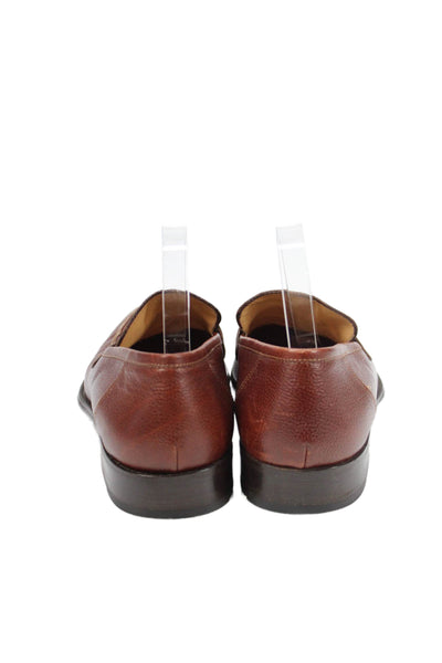 Bruno Magli Men's Leather Round Toe Slip-On Loafer Shoes Brown Size 10