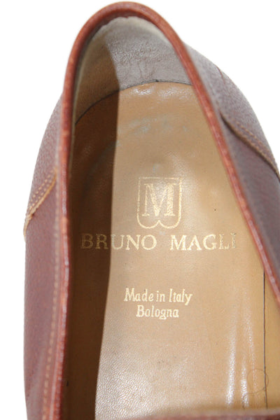 Bruno Magli Men's Leather Round Toe Slip-On Loafer Shoes Brown Size 10