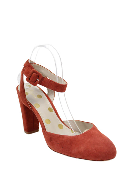 Boden Womens Suede Ankle Strap D'Orsay Block Heels Shoes Rust Brown Size 11
