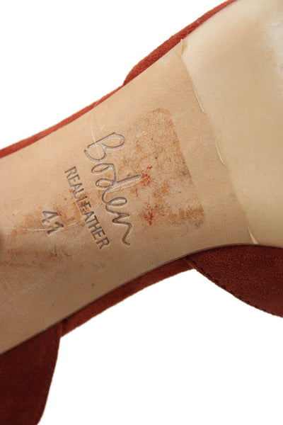 Boden Womens Suede Ankle Strap D'Orsay Block Heels Shoes Rust Brown Size 11