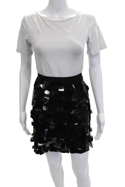 Nonchalant Label Women Straight Pencil Skirt Black Polyester Zip Short Size M