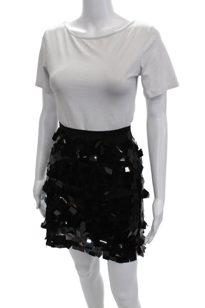 Nonchalant Label Women Straight Pencil Skirt Black Polyester Zip Short Size M