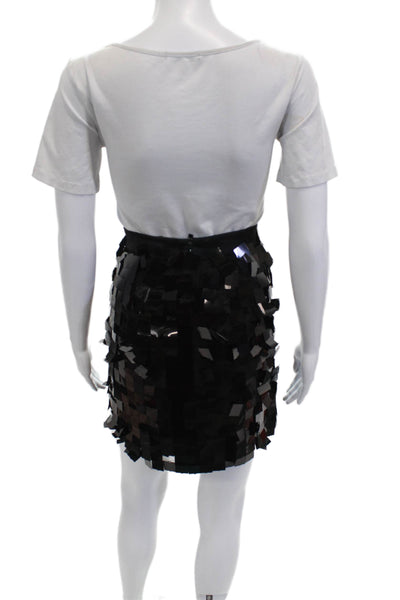 Nonchalant Label Women Straight Pencil Skirt Black Polyester Zip Short Size M