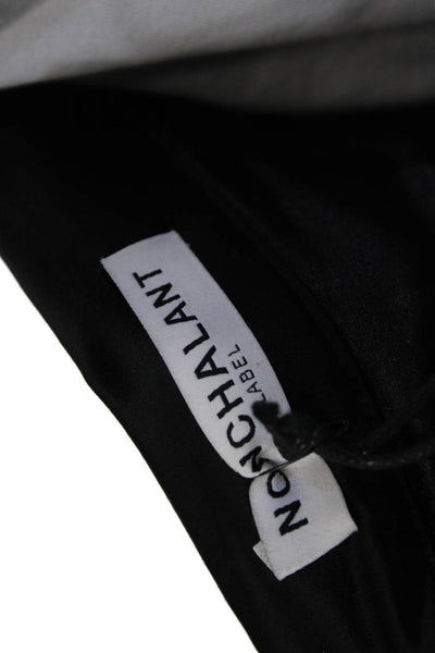 Nonchalant Label Women Straight Pencil Skirt Black Polyester Zip Short Size M